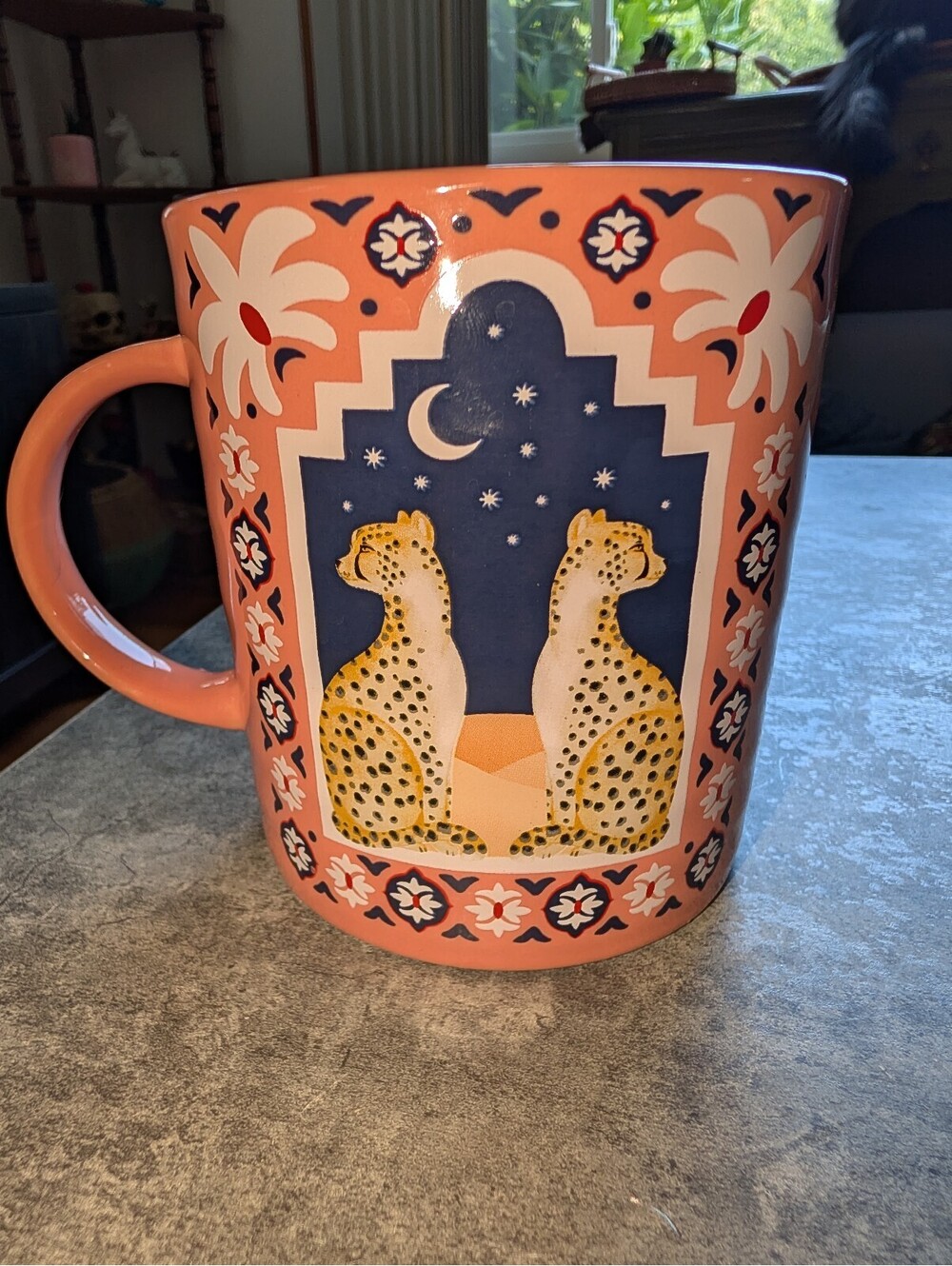 Prima Design Pink Ceramic Large Moon Cheetah Coffee Tea Mug 11 oz